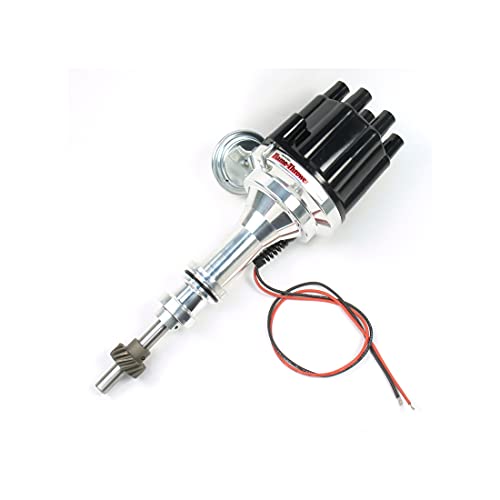 PerTronix D130700 Flame-Thrower Billet Electronic Ignition Distributor with Ignitor II Technology, Compatible with Ford Small Block Engines, Plug and Play, Vacuum Advance Type, Black Female Cap - Image 1