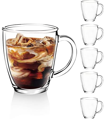 DM Design Master D.M DESIGN·MASTER [6 PACK,12 OZ - Premium Glass Coffee Mugs with Handle. Transparent Tea Glasses for Hot/Cold Beverages, Perfect Design for Americano, Cappuccino, Tea and Beverage. - Image 1