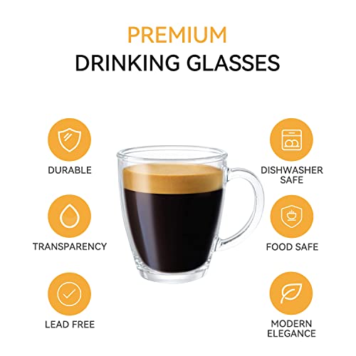 DM Design Master D.M DESIGN·MASTER [6 PACK,12 OZ - Premium Glass Coffee Mugs with Handle. Transparent Tea Glasses for Hot/Cold Beverages, Perfect Design for Americano, Cappuccino, Tea and Beverage. - Image 3