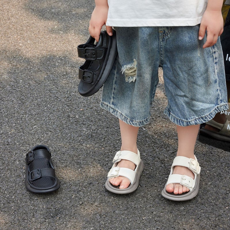 The First Layer Of Cowhide Children'S Sandals 2025 Boys Non-Slip Open Toe Beach Shoes Girls Simple Sandals - Image 3