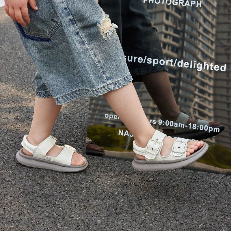 The First Layer Of Cowhide Children'S Sandals 2025 Boys Non-Slip Open Toe Beach Shoes Girls Simple Sandals - Image 4