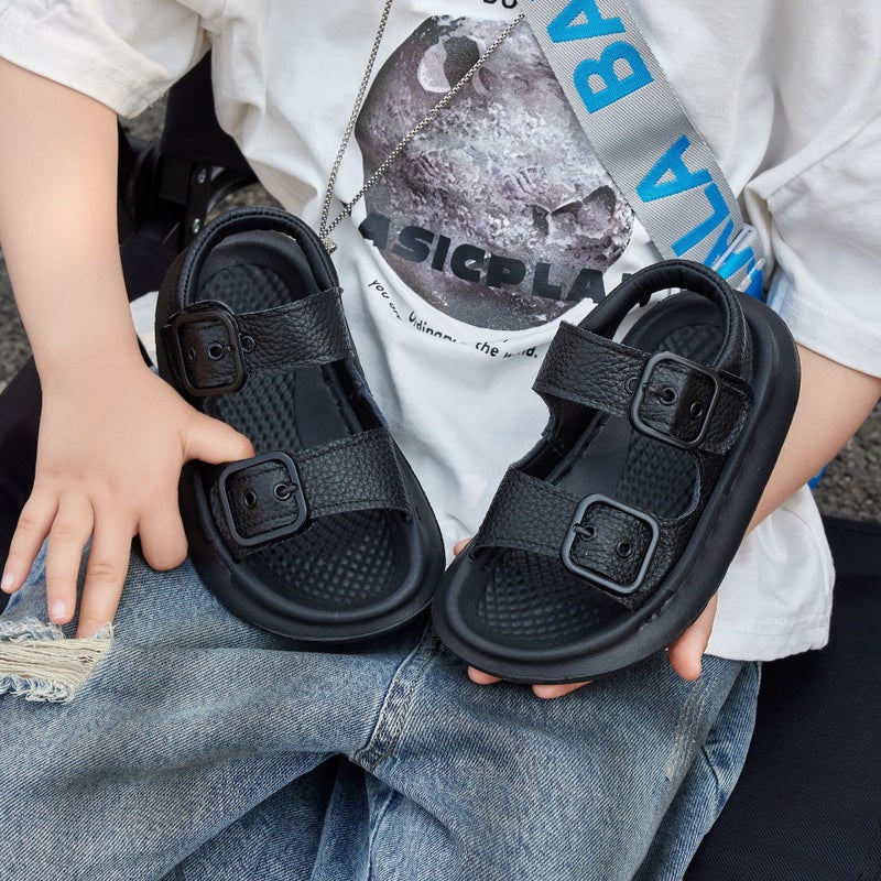 The First Layer Of Cowhide Children'S Sandals 2025 Boys Non-Slip Open Toe Beach Shoes Girls Simple Sandals - Image 1