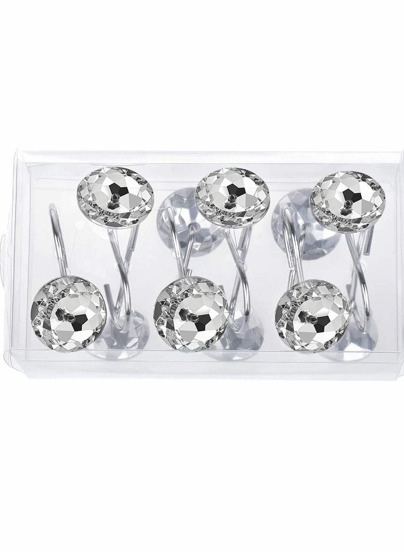 KASTWAVE Shower Curtain Hooks,  12 Pcs Acrylic Decorative Rolling Shower Curtain Hooks Rhinestones Bath Bathroom Set, Double Glide Shower Curtain Rings...  - Image 4