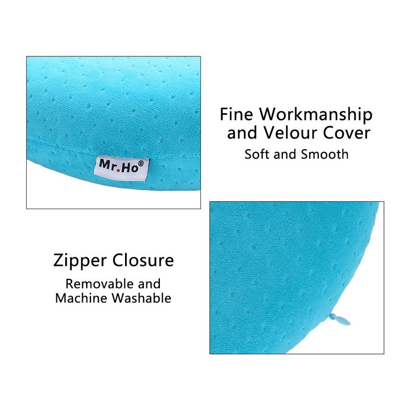 Mr.Ho U Shaped Memory Foam Pillow Neck Head Cushion Pillow Support Rest Outdoors Car Office Home Travel Pillow Cushion (Blue) - Image 3