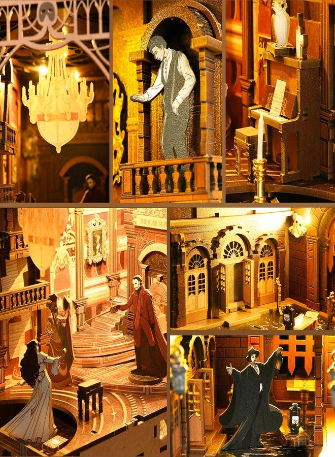 CCCDF Book Nook Kit, DIY Miniature Dollhouse Booknook Kit, 3D Wooden Puzzle Bookend Bookshelf Insert Decor with LED Light for Teens and Adults (Phantom of The Opera) - Image 4