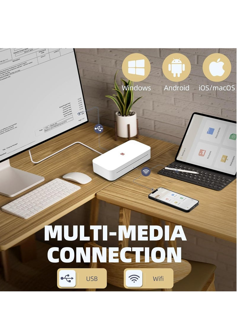 HPRT HPRT GT1 Thermal Transfer Inkless Printer for Home Use, Wi-Fi Connection, 300DPI High Resolution Printer (GT1-White)  - Image 4