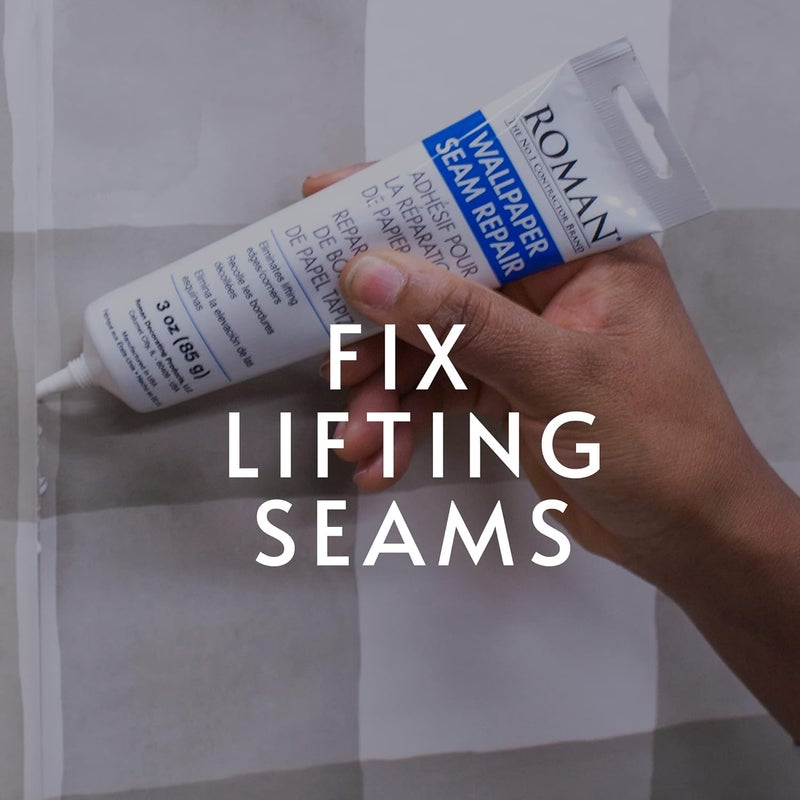 Roman Seam Repair Adhesive - Sealer for Wallpaper Tears and Loose or Overlapping Edges - White, 3 Ounce Tube with Applicator Nozzle - Image 3