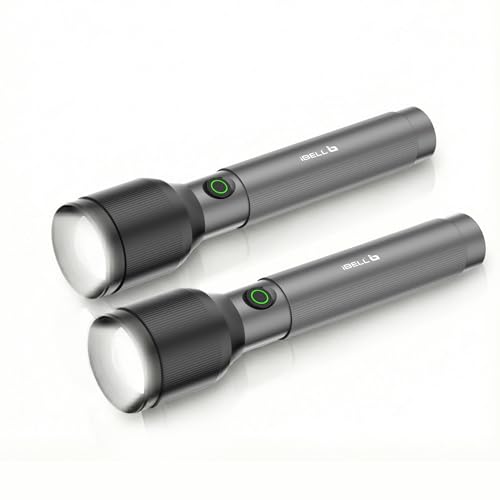 IBELL LUMINEX 900 Rechargeable Torch Pack of 2 | High Power LED Flashlight with 3 Light Modes,20W,4000 mah Battery,Telescopic Zoom,Type-C Charging | Long Distance Range, Durable Metal Body for Home - Image 1