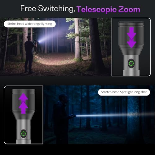 IBELL LUMINEX 900 Rechargeable Torch Pack of 2 | High Power LED Flashlight with 3 Light Modes,20W,4000 mah Battery,Telescopic Zoom,Type-C Charging | Long Distance Range, Durable Metal Body for Home - Image 5