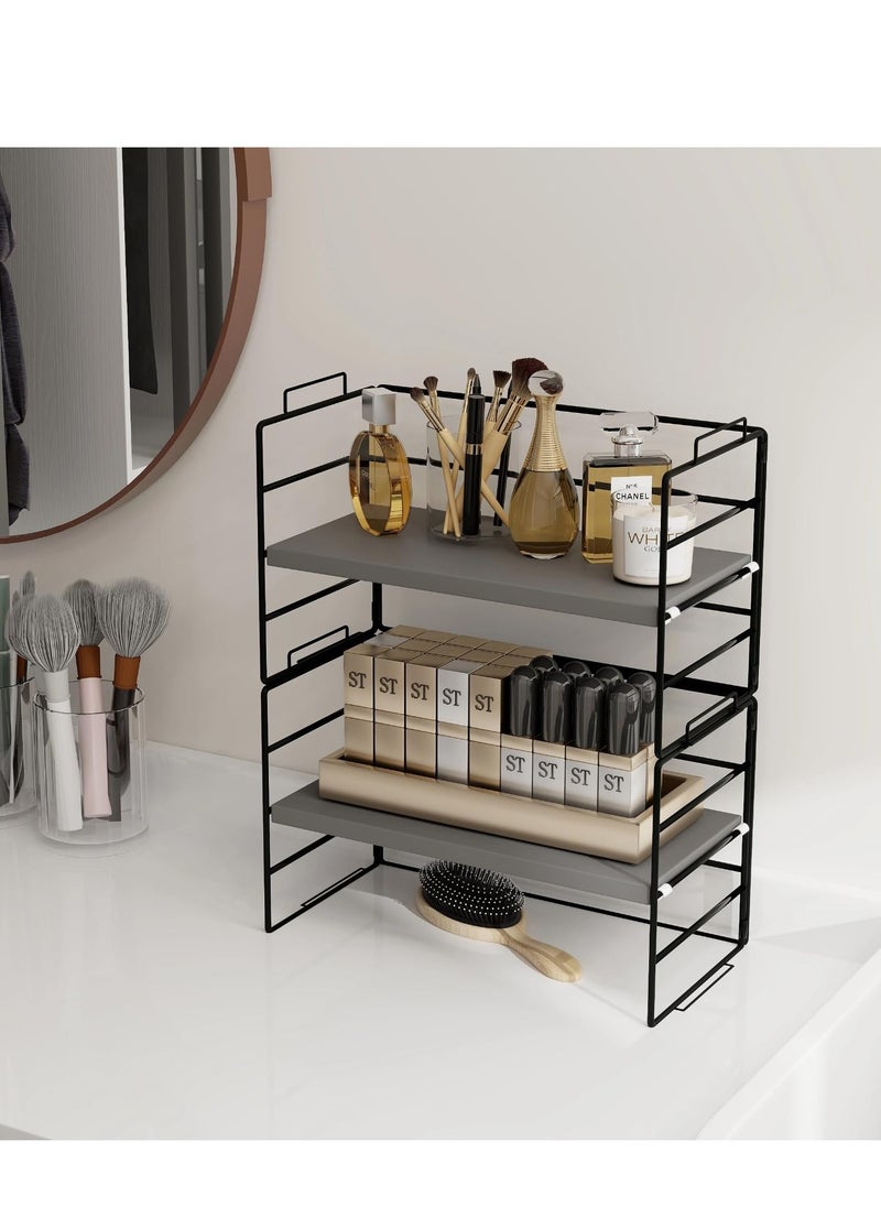 MIXDE - Sleek Metal Desk Shelf Organizer – Space-Efficient Desktop Storage for Office Supplies, Adjustable Single-Tier Design, Stackable for Custom Setup - Image 1