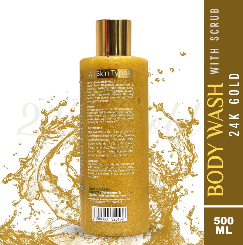 ECOLYTE+ La Parisienne Premium Body Wash with Scrub - 24K Gold, 500 ml - Image 2