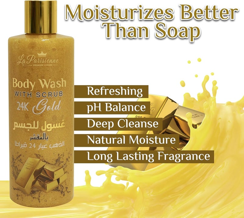 ECOLYTE+ La Parisienne Premium Body Wash with Scrub - 24K Gold, 500 ml - Image 4