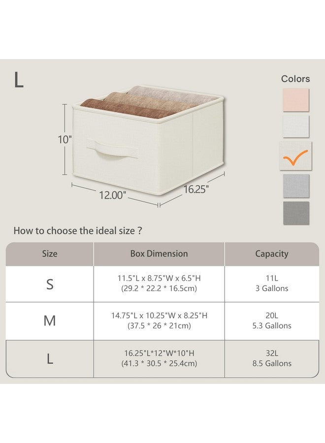 LayerSpace LayerSpace 3 Pack Fabric Storage Bins for Shelves | 16.25x12x10in Closet | Collapsible Bins for Organization | Linen Clothes Storage Bins | White & Ivory - Image 4