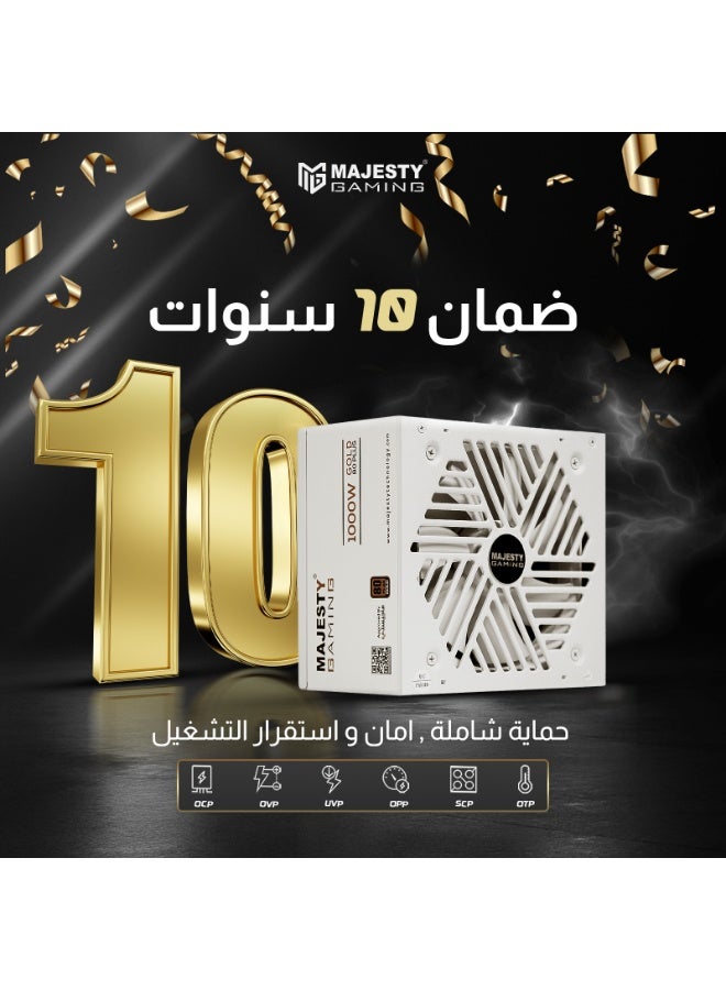 ماجيستي مزود طاقة من ماجيستي باور سبلاي 1000 واط ذهبي يدعم RTX 50 معياري بالكامل منخفض الضوضاء - متوافق مع ATX 3.1 وPCIe 5.1 - مكثفات يابانية 105 درجة - كفاءة 80+GOLD - دعم وضع الاستعداد- ضمان 10 سنوات - Image 5