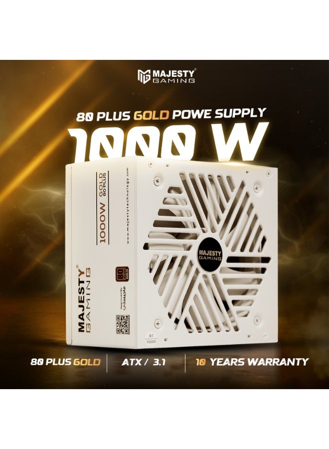 ماجيستي مزود طاقة من ماجيستي باور سبلاي 1000 واط ذهبي يدعم RTX 50 معياري بالكامل منخفض الضوضاء - متوافق مع ATX 3.1 وPCIe 5.1 - مكثفات يابانية 105 درجة - كفاءة 80+GOLD - دعم وضع الاستعداد- ضمان 10 سنوات - Image 2