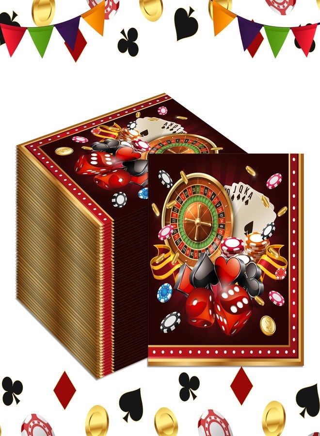 BHNACIER 40Pcs Casino Night Party Napkins Casino Paper Napkins Las Vegas Jackpot Game Disposable Napkin Las Vegas Luncheon Dinner Napkin for Casinos Theme Decorations - Image 1