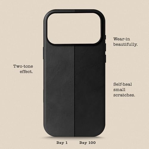 Le Pelle - Handcrafted Premium Italian Leather Case for iPhone 17 Pro - [Built-in Camera Control] - Compatible with Magsafe - Two-Tone Effect with Unique Patina Over Time - Black - Image 5