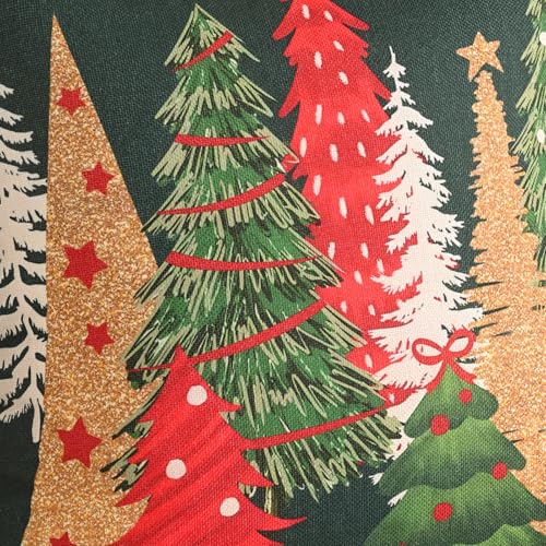 FUTEI Decorative Christmas Tree Pillow Covers 18x18 Inch Set of 2Christmas Green Linen Cushion Cases Winter Christmas Throw Pillows for Sofa Couch Bed Living Room - Image 3