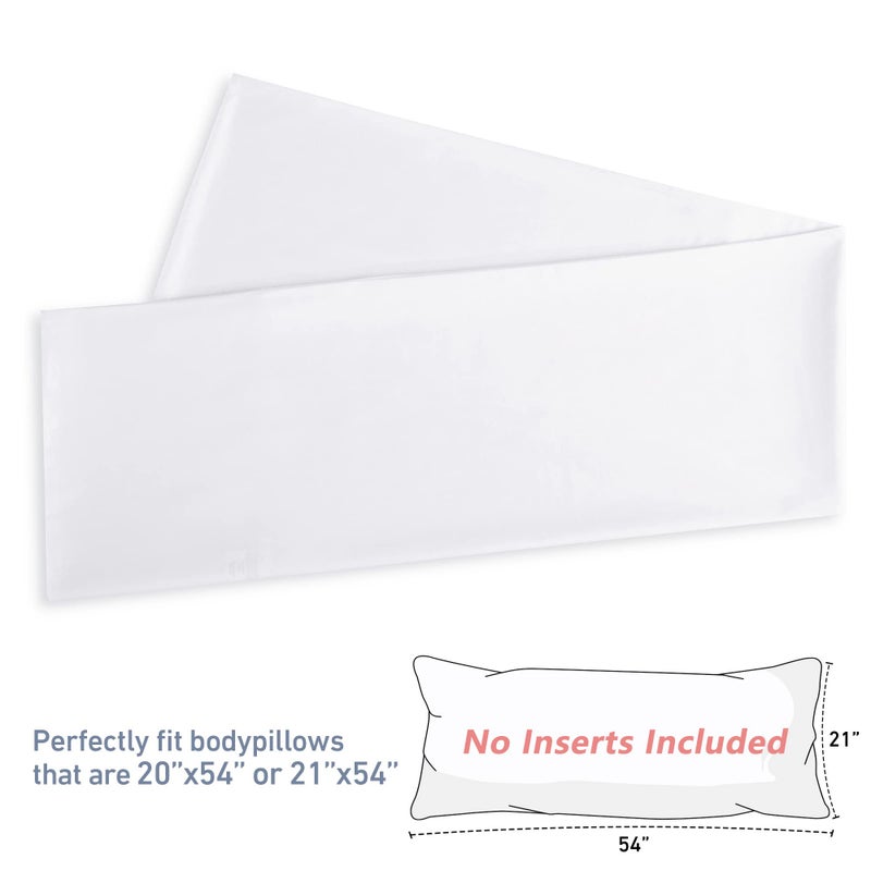 Leeden 100% Cotton Body Pillow Cover, 800 Thread Count 21x54 Soft Breathable Long Body Pillow Pillowcase, White - Image 3