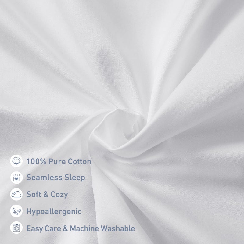 Leeden 100% Cotton Body Pillow Cover, 800 Thread Count 21x54 Soft Breathable Long Body Pillow Pillowcase, White - Image 4