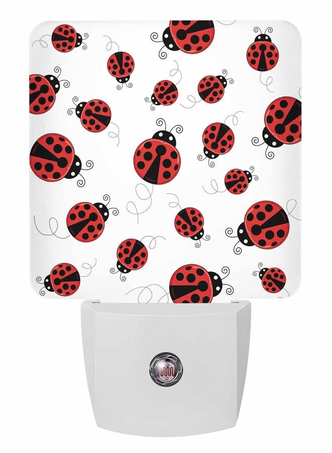 Futuregrace Nightlight Plug in LED Lights for Bedroom, Red Ladybug Pattern Night Lights Plug into Wall with Light Sensors Room Decor for Nursery Children Kids Boys Girls - Image 1