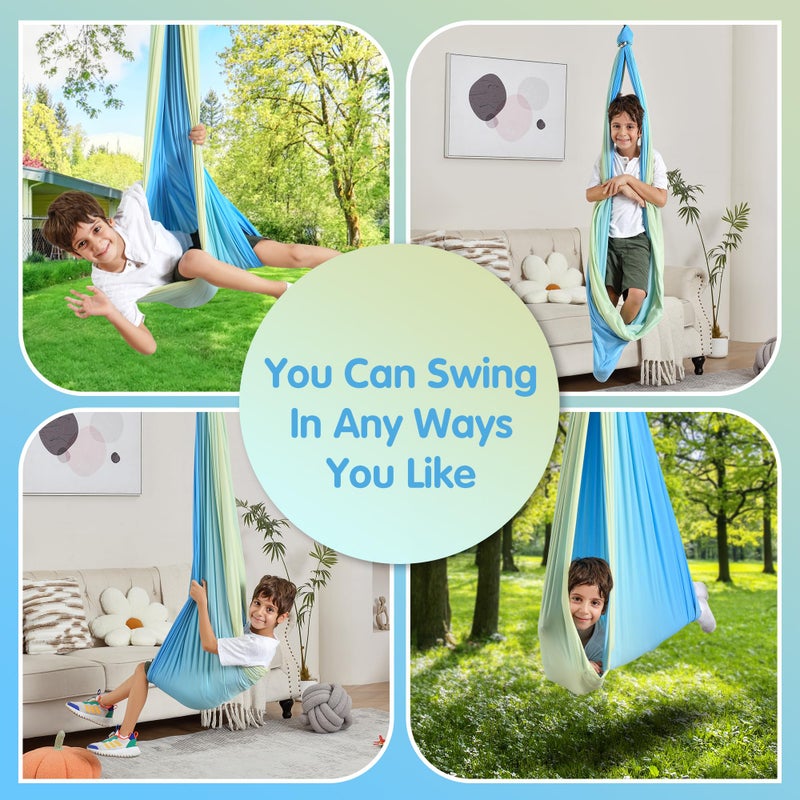 SUCHDECO Sensory Swing, Indoor & Outdoor Sensory Swing for Kids & Adults, Double Layer Therapy Cuddle Swing for Kid with Autism, Holds up to 300lbs - Image 2