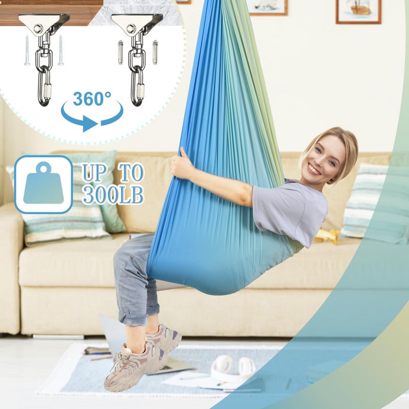 SUCHDECO Sensory Swing, Indoor & Outdoor Sensory Swing for Kids & Adults, Double Layer Therapy Cuddle Swing for Kid with Autism, Holds up to 300lbs - Image 3
