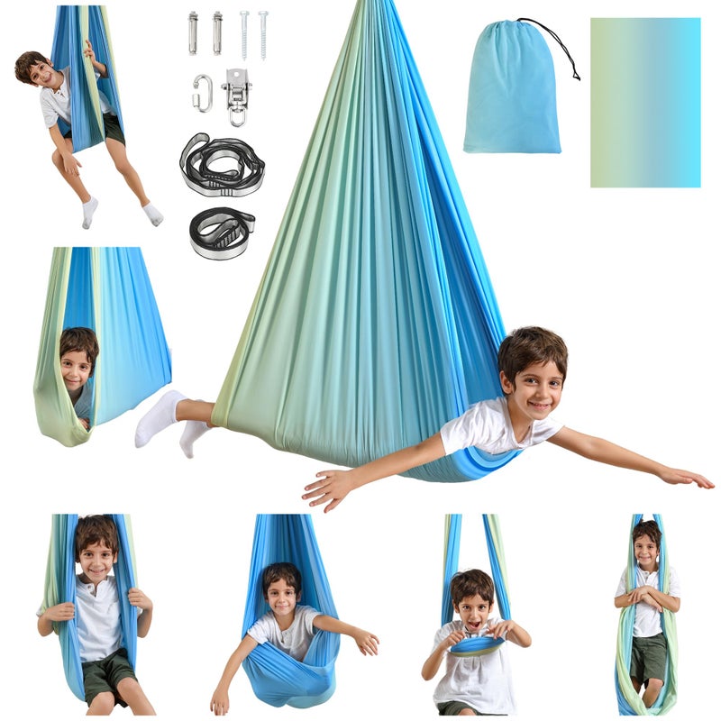 SUCHDECO Sensory Swing, Indoor & Outdoor Sensory Swing for Kids & Adults, Double Layer Therapy Cuddle Swing for Kid with Autism, Holds up to 300lbs - Image 1