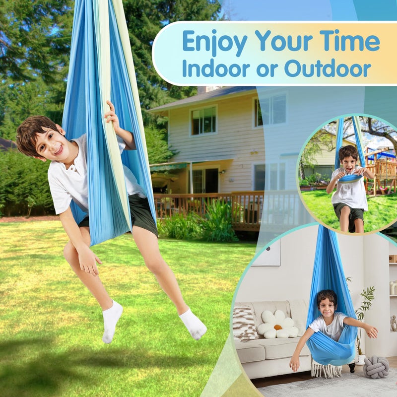 SUCHDECO Sensory Swing, Indoor & Outdoor Sensory Swing for Kids & Adults, Double Layer Therapy Cuddle Swing for Kid with Autism, Holds up to 300lbs - Image 4