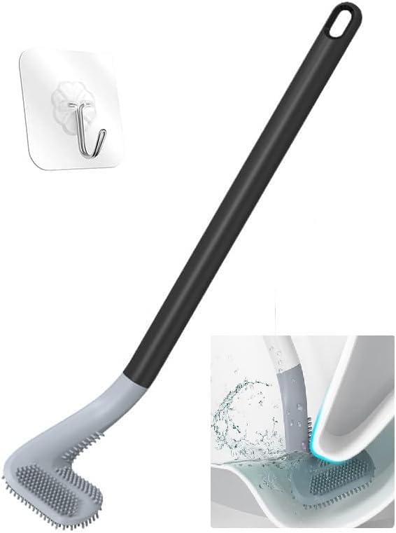 NINZA Golf Shape Toilet Brush Cleaner L Shape Toilet Brush Golf Head Cleaner Flexible Silicone Brush for Quick Cleaning of Home, Kitchen, Bathroom, Toilet, Wash Basin Daily use with Free 1 Wall Hook - Image 1