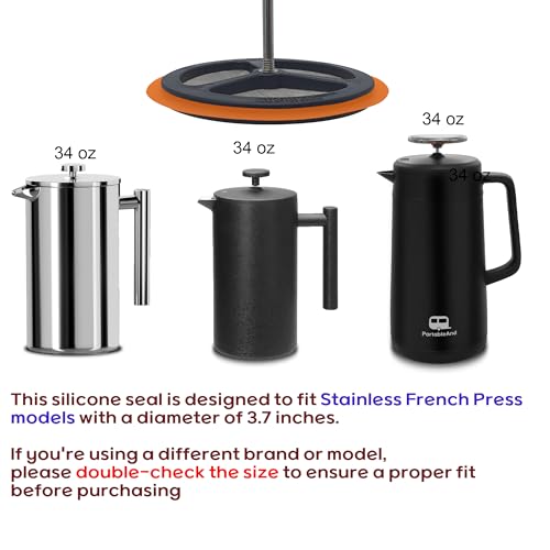 PortableAnd French Press Replacement Mesh Filters With Silicone Ring - Stainless Steel Screen for 1000 ml, 34 Oz French Press Coffee Makers and Tea Machines - Image 2