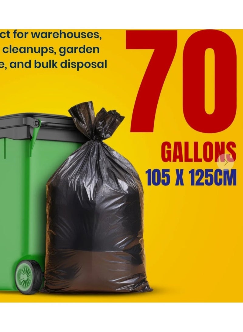 AKDC Garbage Bags Roll, 10 Bags, 67 Gallons, 105 x 125 cm (XX Large) - Black - Image 1