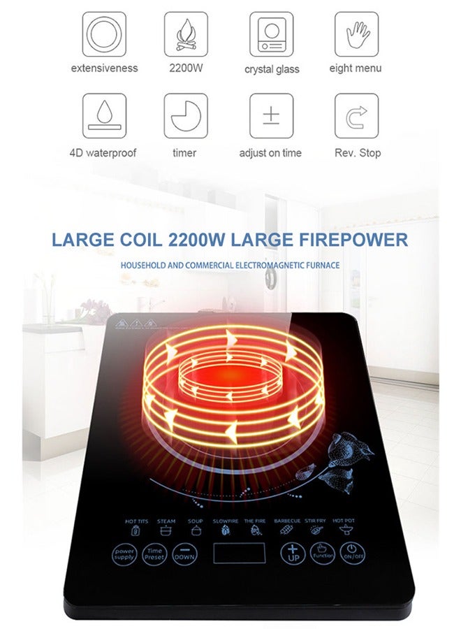 2200W Durable Electric Cookertop Induction Heating Plate Induction Cooker Portable Induction Cookertop