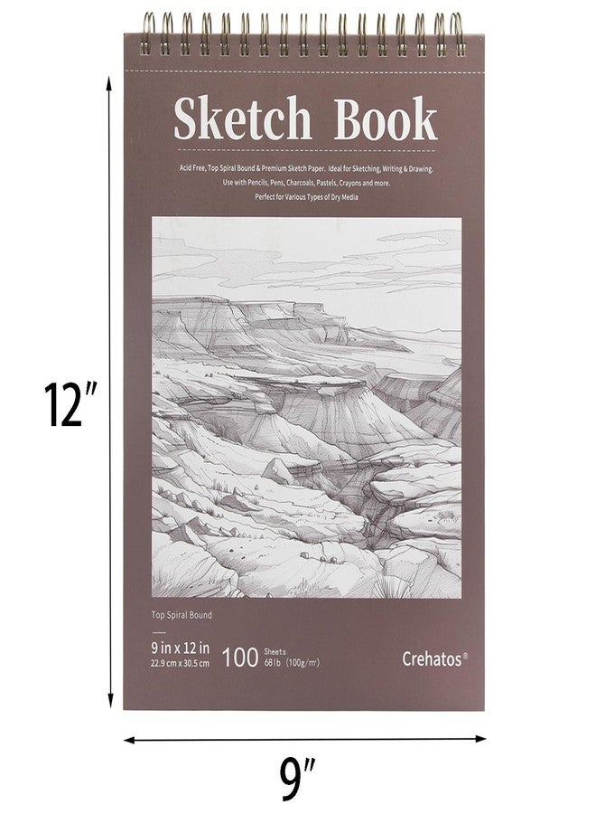 دفتر رسم كريهاتوس 9 × 12 بوصة، دفتر رسم حلزوني علوي، 100 ورقة لكل دفتر، ورق رسم 68 رطل/100 غرام/متر مربع، عبوة من قطعتين - Image 4