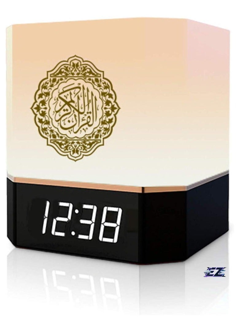 ELTRAZONE Complete Quran Speaker with Lamp, Clock, 14 Language Translations, 18 Reciters, Azaan Settings & Mobile App Control - Perfect Islamic Gift for All Ages, Multi-Functional, Portable, Modern Design (Black) - Image 1