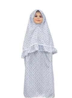 Islamic Girls Pray Khimar Two Pieces Sets Cotton Dress Hijab Abaya Floral Suit