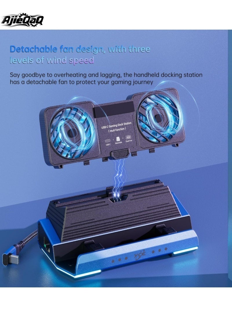 أجي كاك محطة إرساء Steam Deck 14 في 1 مزودة بمروحة تبريد قابلة للفك وعلبة M.2 NVMe، ودعم 4K بمعدل 60 هرتز، وشبكة إيثرنت بسرعة 1000 ميجابت في الثانية، وفتحات SD/TF، و4 منافذ USB-A، وشاحن PD بقدرة 100 واط، ومحول بسرعة 40 جيجابت في الثانية لأجهزة Steam Deck/Rog Ally/Switch/Legion Go - Image 4