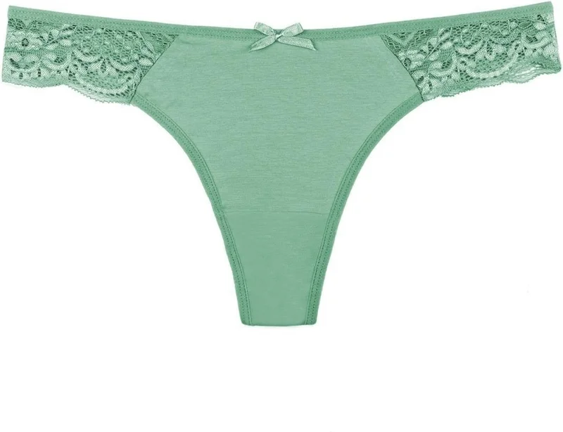 Sensu Women's Lace Detailed Thong 5-Piece Panties Set - KTS2075
