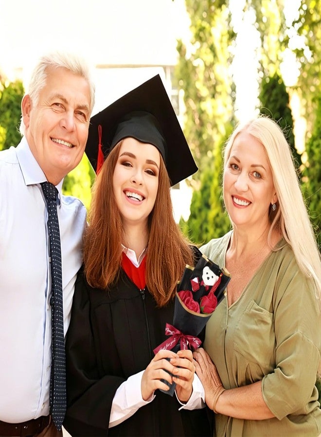 Alipis Graduation Bear Bouquet: Rose Flower Bouquet with Graduation Plush Bear - 2026 Grad Doll Flowers Gift for Him, Her, Class of 2026 Grad Party (Red) - Image 3