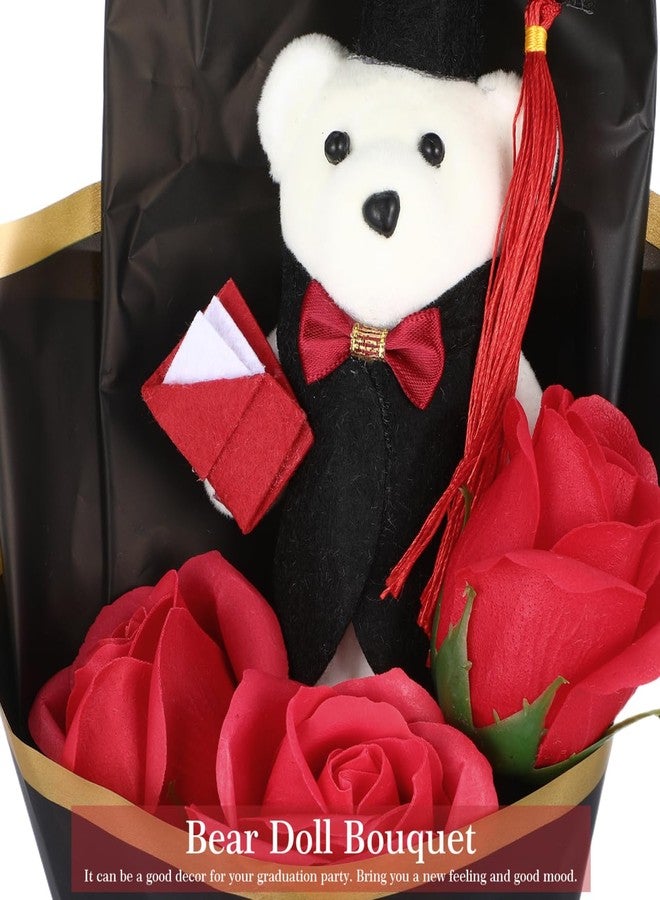 Alipis Graduation Bear Bouquet: Rose Flower Bouquet with Graduation Plush Bear - 2026 Grad Doll Flowers Gift for Him, Her, Class of 2026 Grad Party (Red) - Image 2