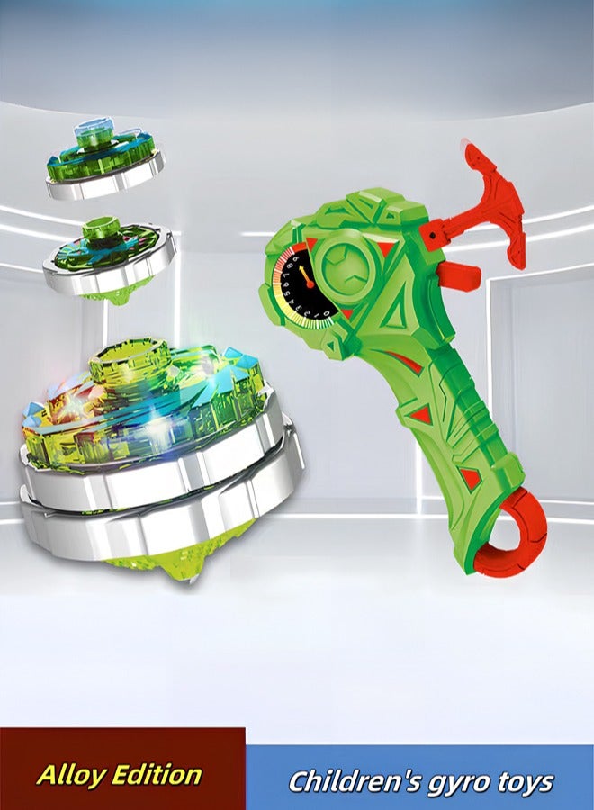 Children's Toys Battle Gyro Upgraded Alloy Light-up Gyro Toys Set Cool Sparring Launcher Suitable for More Than 7 Years Old Boys Girls Toys Gifts (Green) - Image 2
