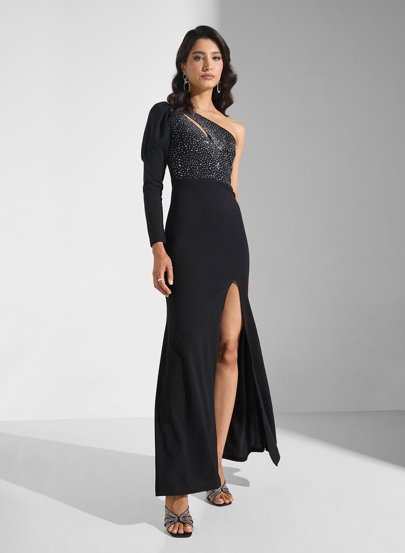Ella Limited Edition One Shoulder Embellished Dress With Slit - Image 1
