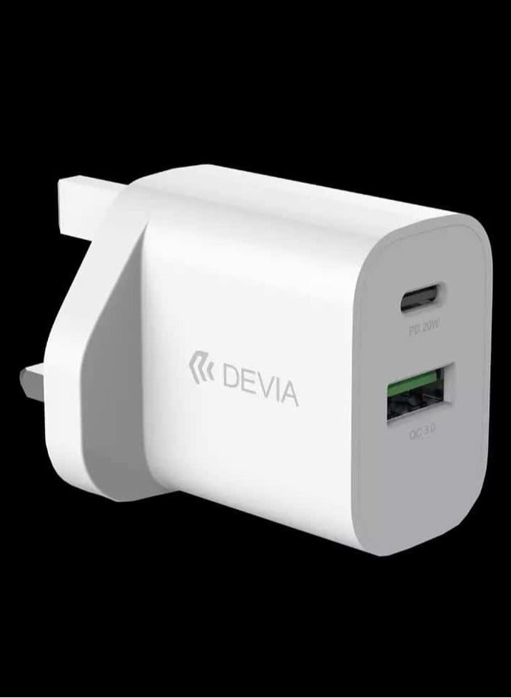 ديفيا شاحن جداري من ديفيا سريع بقدرة 20 واط مع منفذ C وUSB, - Image 2