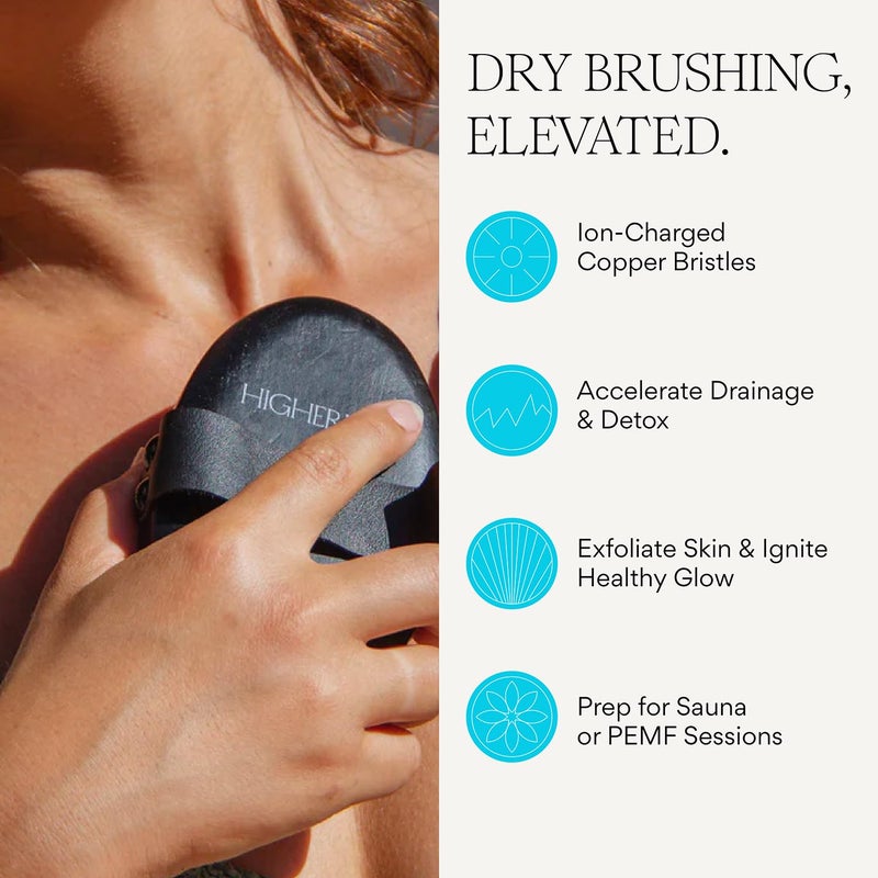 HigherDOSE Copper Dry Brushing Body Brush - Ion-Charged Dry Brush & Lymphatic Drainage Massager to Promote Circulation and Exfoliate for Glowing Skin - Everyday Antimicrobial Body Scrubber - Image 2