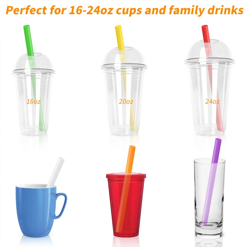 RENYIH 300 Pcs Multi Colors Jumbo Smoothie Straws Boba Straws Plastic Milkshake Straws Disposable Wide-mouthed Large Individually Wrapped Straws(0.43"" Wide X 9.45"" Long) - Image 3