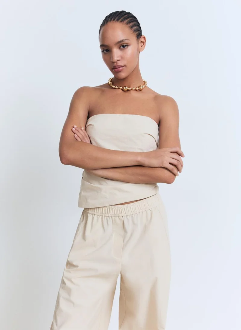 MANGO Asymmetrical Strapless Top