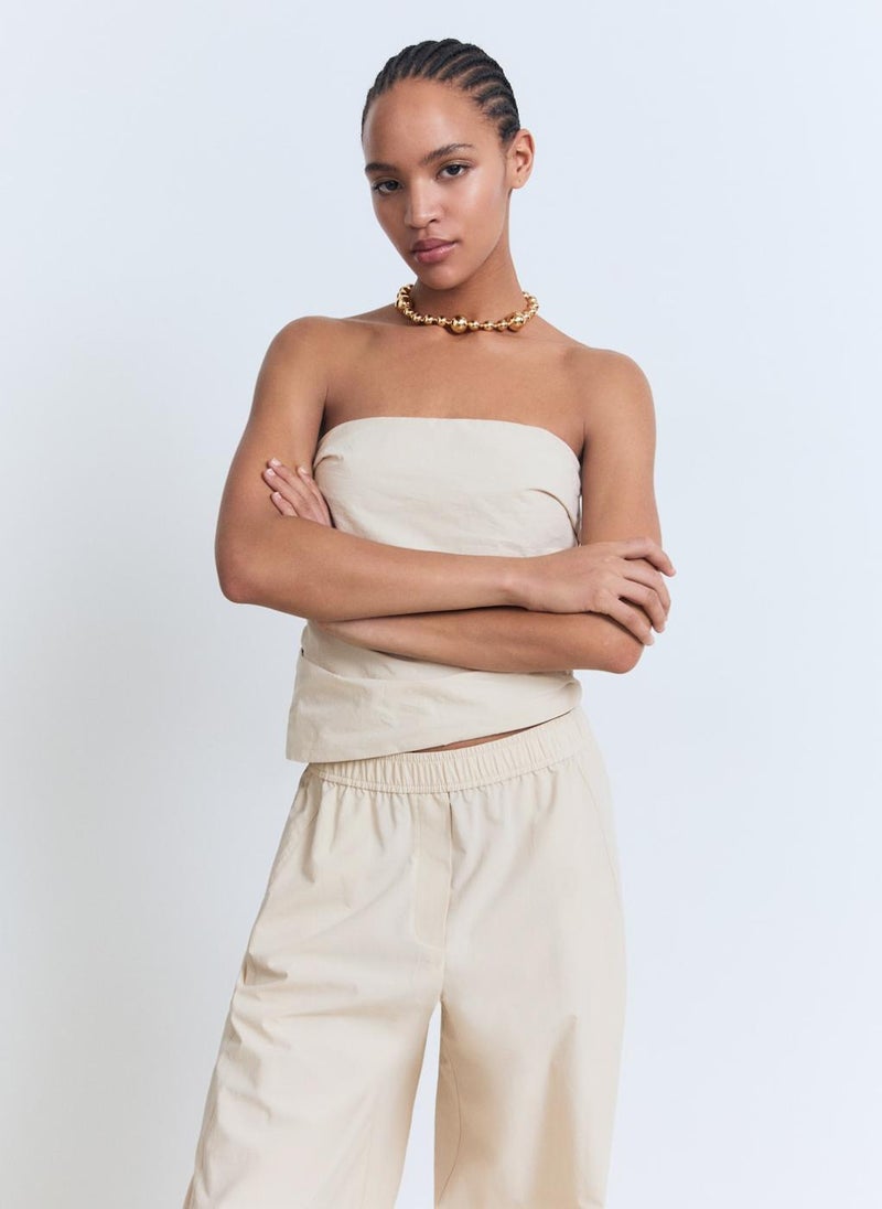 MANGO Asymmetrical Strapless Top  - Image 1