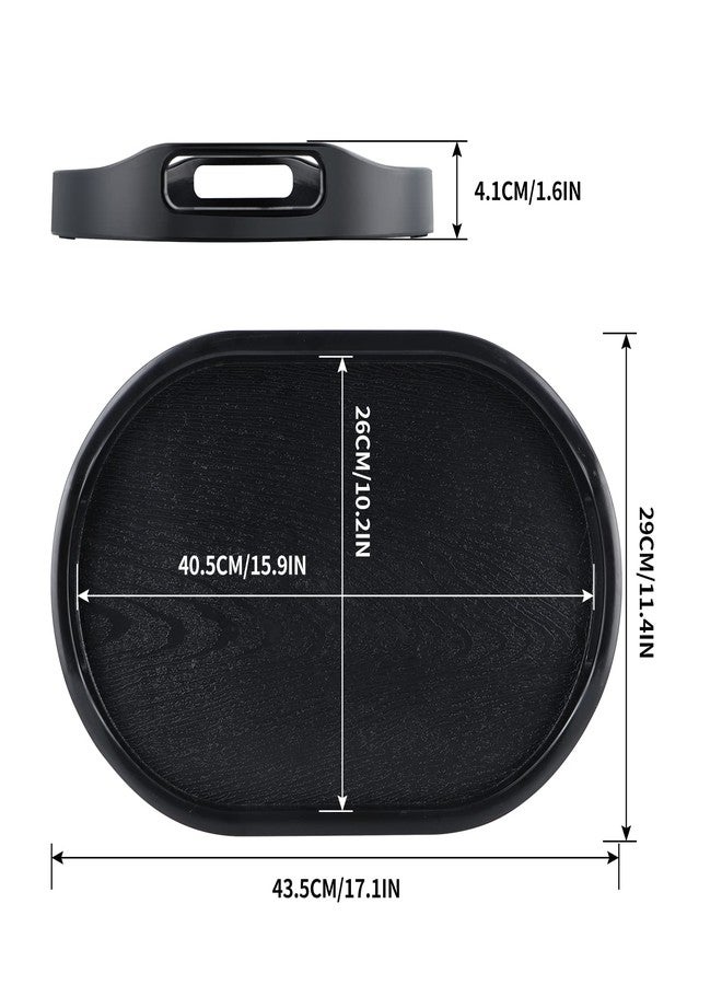 MDLUU Plastic Serving Tray, 17.1 Inch Long Ottoman Tray with Cutout Handles, Oval Butler Tray for Breakfast in Bed, Coffee Table Decor, Party - Image 3