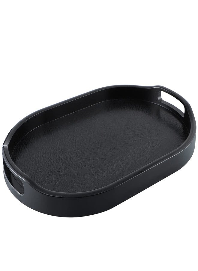 MDLUU Plastic Serving Tray, 17.1 Inch Long Ottoman Tray with Cutout Handles, Oval Butler Tray for Breakfast in Bed, Coffee Table Decor, Party - Image 1
