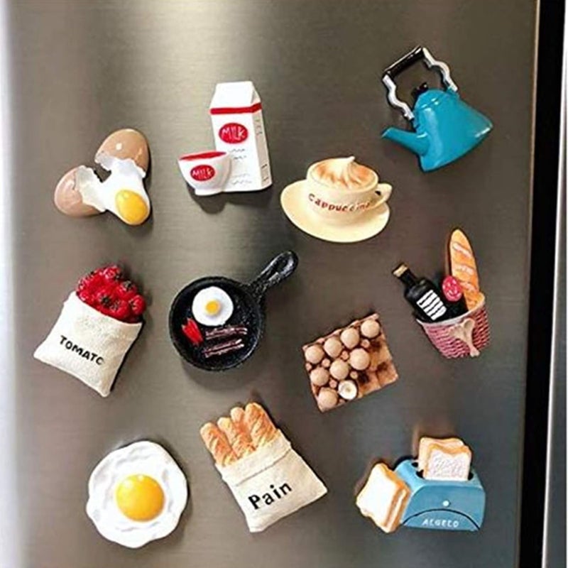 Playmate 10pcs Resin Magnet Refrigerator Stickers 3D Cute Food Shaped Magnets Home Refrigerator Stickers - Image 3